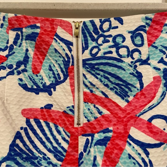 LILLY PULITZER TATE MINI SHE SELLS SEASHELLS STARFISH RED PRINT PREPPY SKIRT - Picture 11 of 16